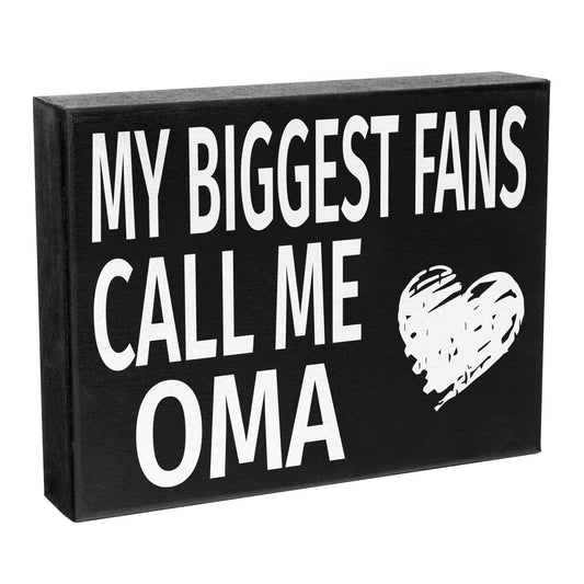 JennyGems Gifts for Oma, Oma Gifts from Granddaughter Grandson, My Biggest Fans Call Me Oma Wood Box Sign, Oma Gifts for Christmas, Oma Birthday Gifts from Grandkids, Oma Home Decor Plaque