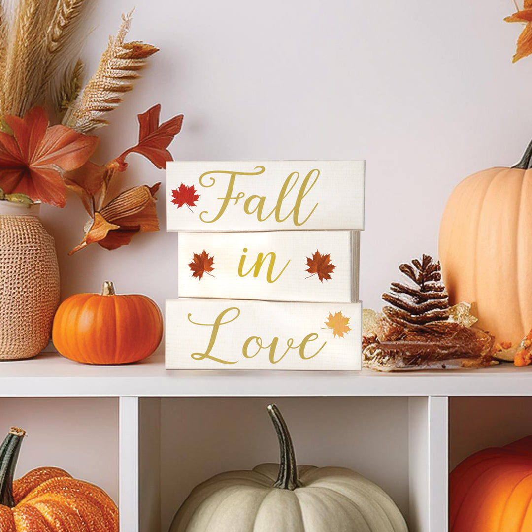 JennyGems Fall in Love Wood Blocks Signs, Fall Decor, Fall Tiered Tray Decor, Fall Mantel Decorations, Tabletop Fall Decorations, Mini Fall Decor, Fall Bridal Shower, Fall Wedding, USA Made