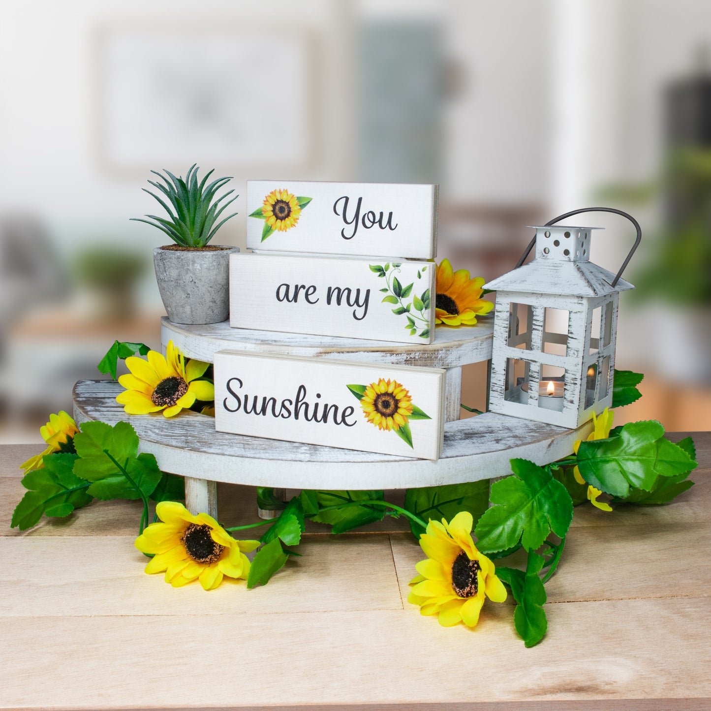 JennyGems You Are My Sunshine Decor Sign, Sunflower Decorations, Tabletop, Mantel and Centerpiece Modern Farmhouse Accents, Made in USA