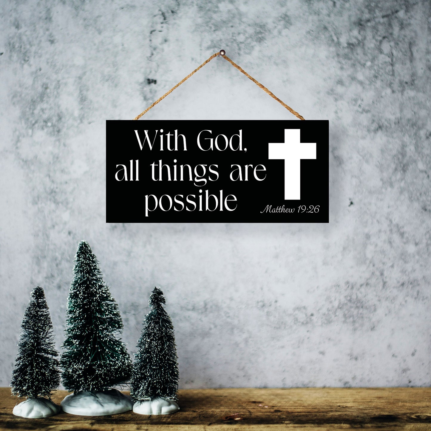 JennyGems With God All Things Are Possible Inspirational Bible Verse Decor, Faith-Based Christian Home Decoration, Scripture Wall Art