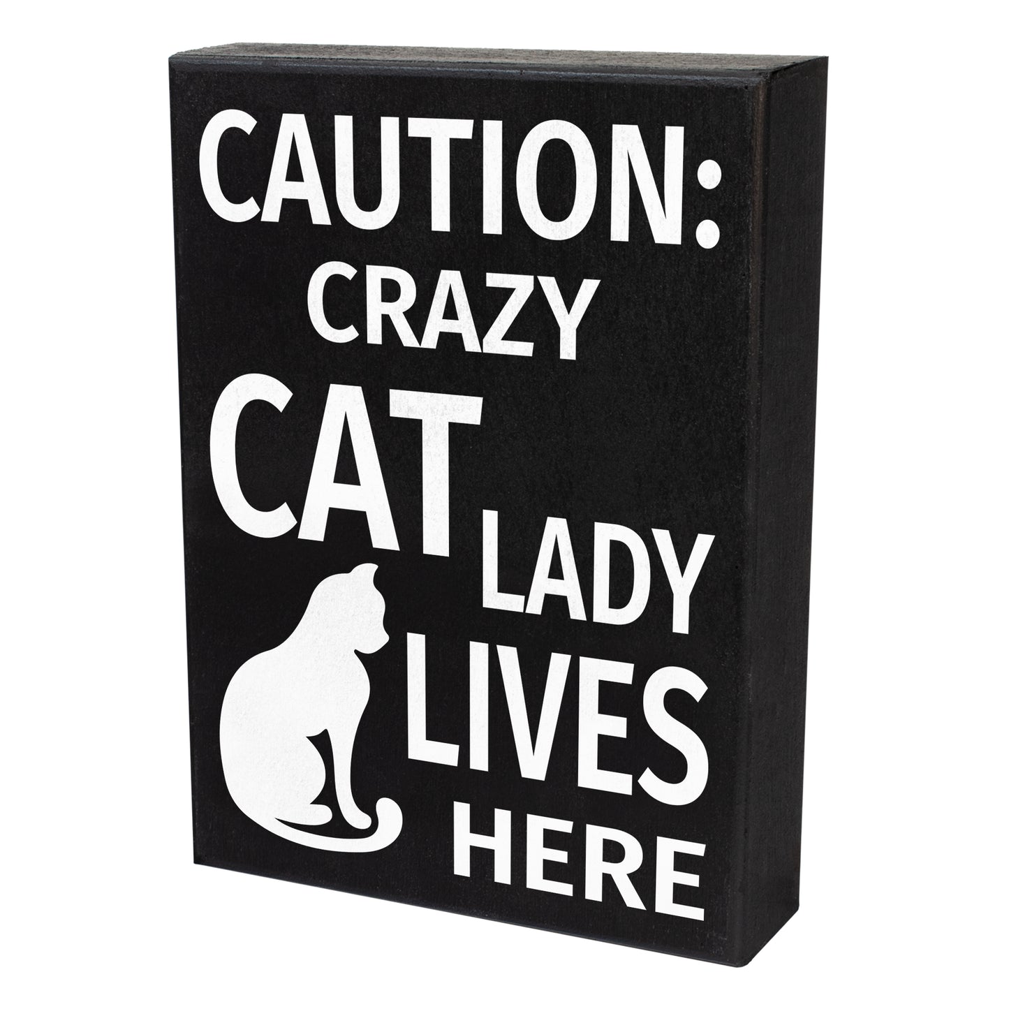 JennyGems Caution Crazy Cat Lady Lives Here Sign, 6x8 Inch Hanging Wall Art, American Made, Cat Lady Decor, Funny Cat Signs