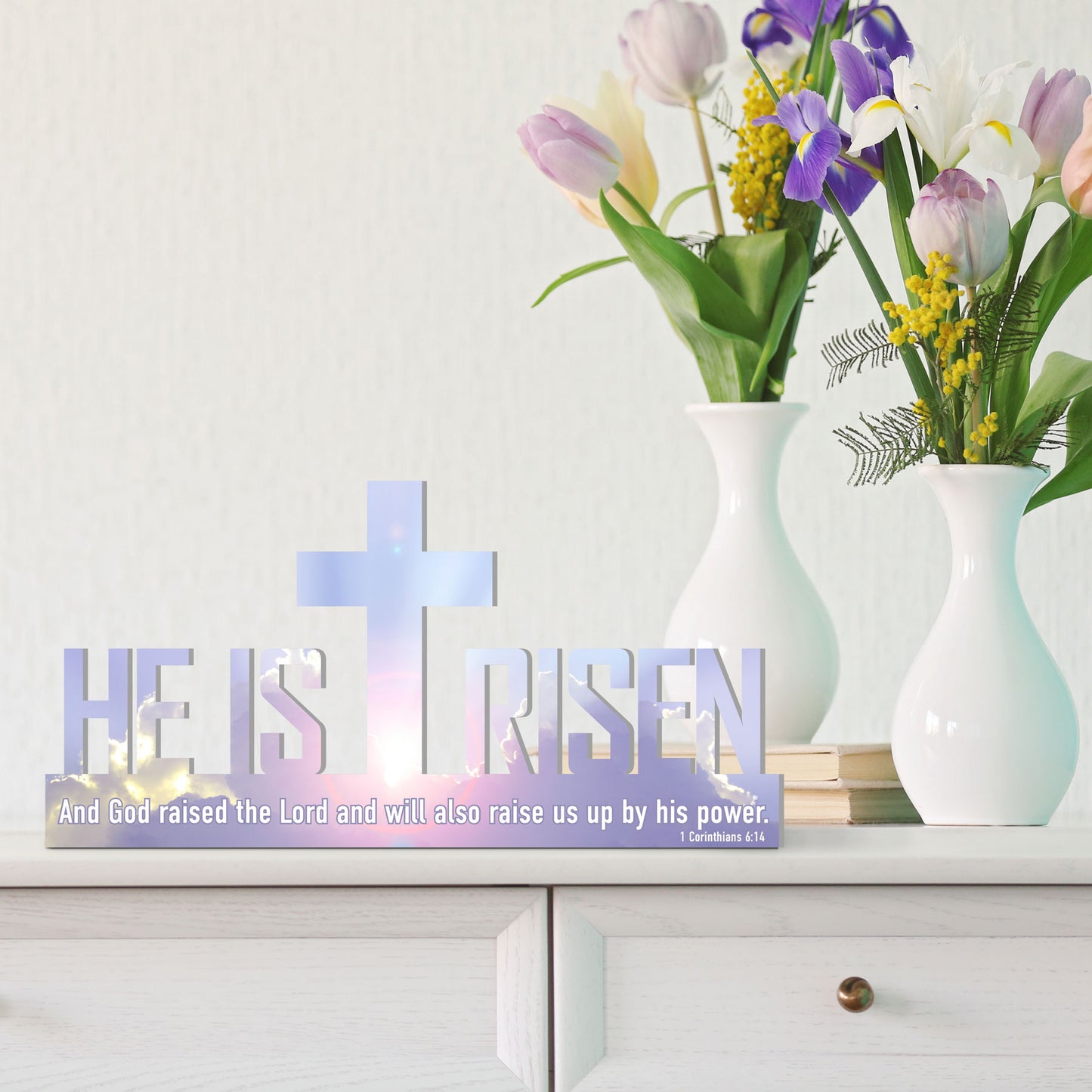 He is Risen Easter Sign (Pastels)