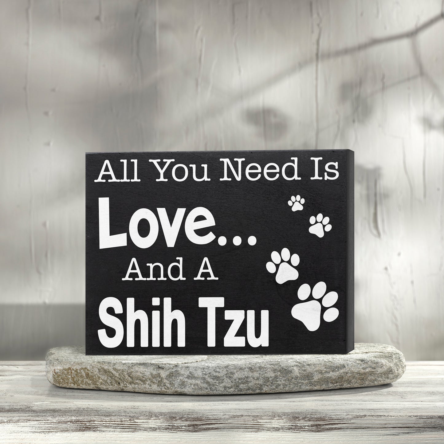 JennyGems - All You Need is Love and a Shih Tzu - Real Wood Stand Up Box Sign - Shih Tzu Gift Series, Shihtzu Moms and Owners