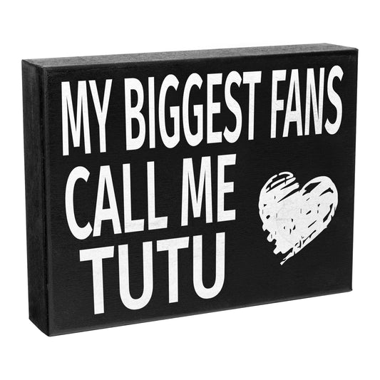 JennyGems Gifts for Tutu, Tutu Gifts from Granddaughter Grandson, My Biggest Fans Call Me Tutu Wooden Box Sign, Tutu Gifts for Christmas, Tutu Birthday Gifts from Grandkids