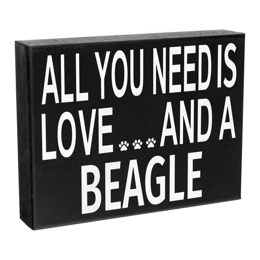 JennyGems All You Need is Love and a Beagle | Wooden Box Sign | Beagle Dog Home Accent | Beagle Gifts | American Made