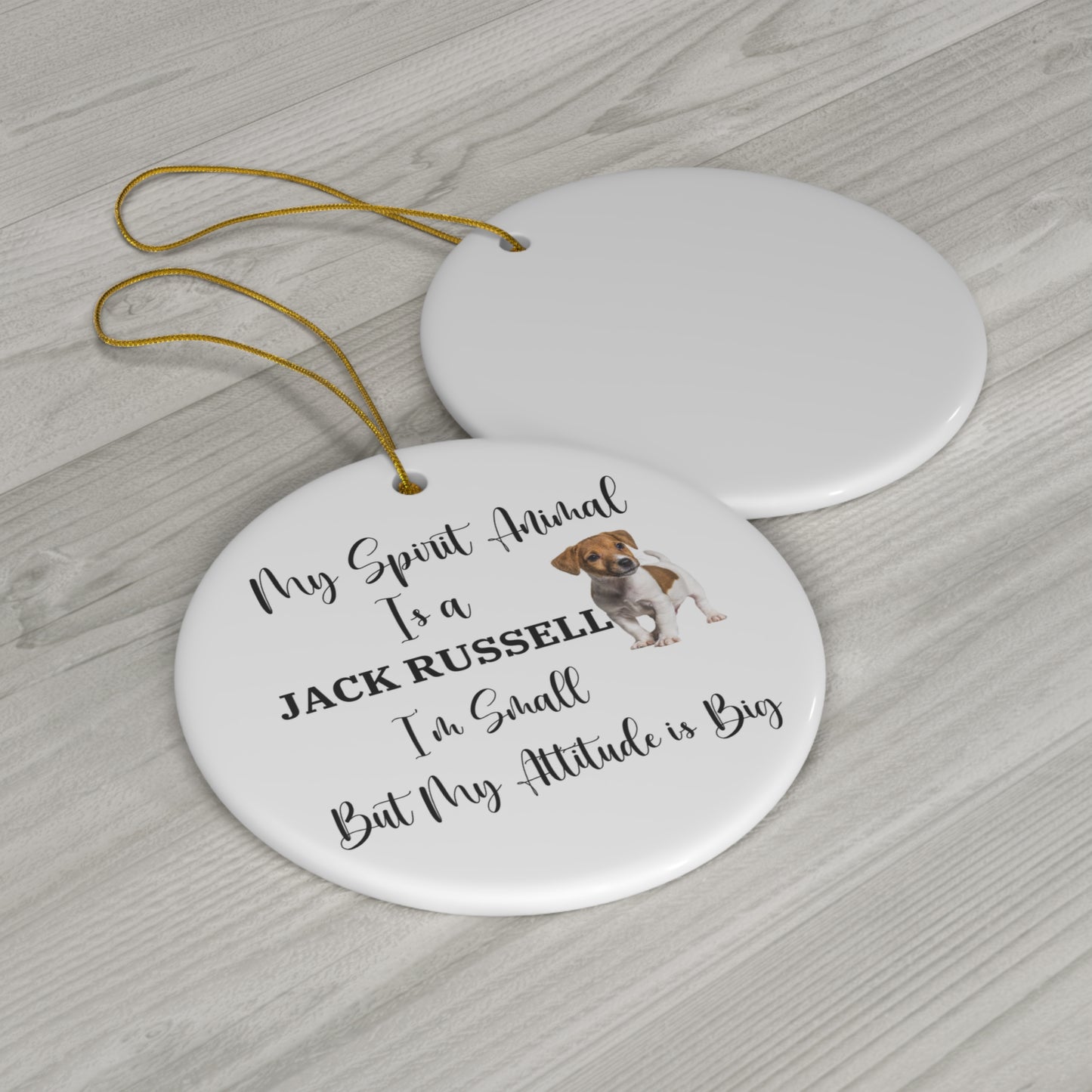 Gift for Jack Russell Owner, My Spirit Animal Is a Jack Russell Ornament, Funny Dog Lover Christmas Decor, Small Dog Big Attitude