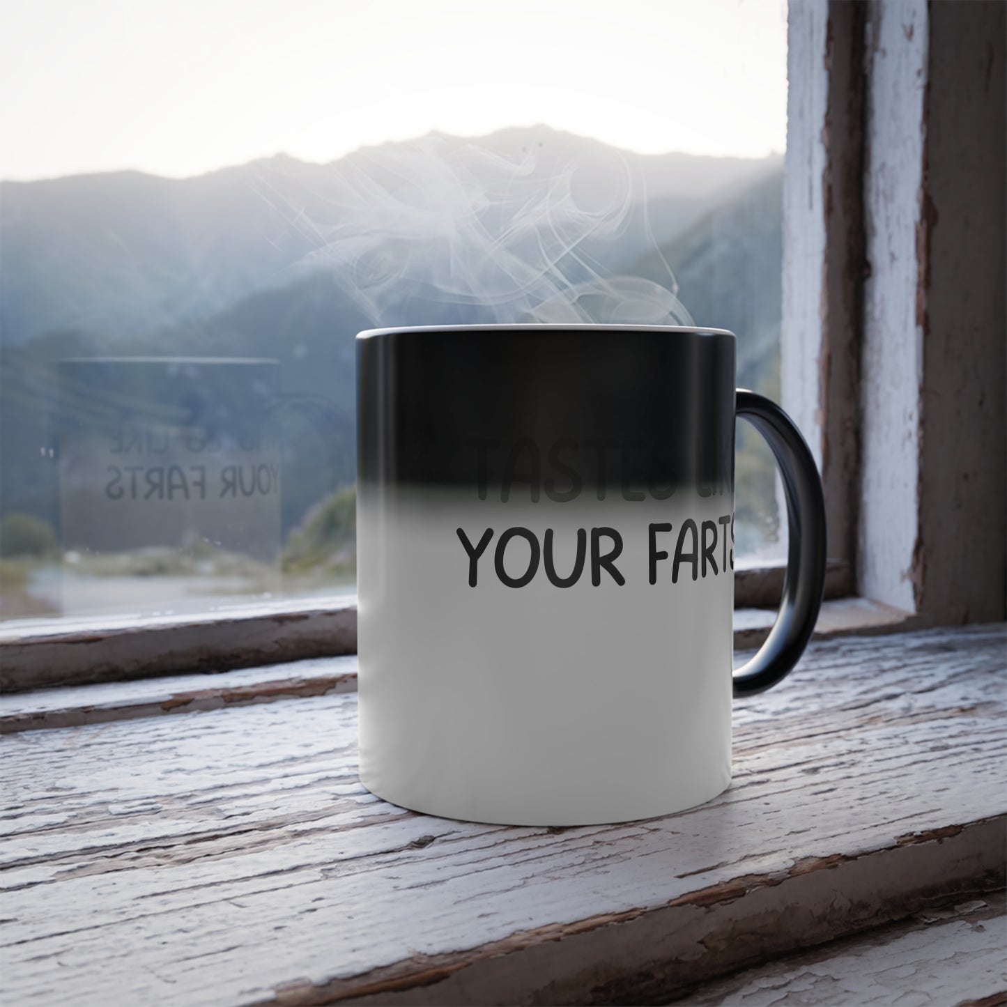 Funny Coffee Mug - Tastes Like Your Farts, Inappropriate Adult Humor Gift, Color-Changing Morphing Mug, 11oz