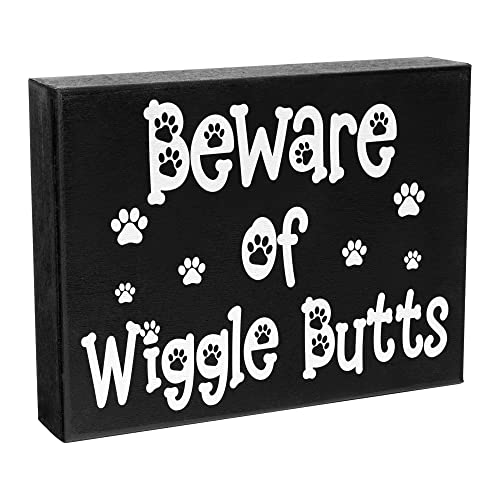 JennyGems Wigglebutts Dog Gift Sign Decor, Funny Dog Wall Art Sign, Gifts for Dog Lovers, 8x6 Inch Wood Sign, Dog Mom Gifts, Dog Signs, Gifts for Animal Lovers