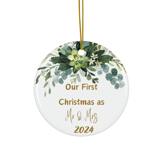 First Christmas Married Ornament 2024, Mr & Mrs Wedding Gifts for Couples, Bridal Shower Gift - Engagement Party - Newlyweds Gift Idea