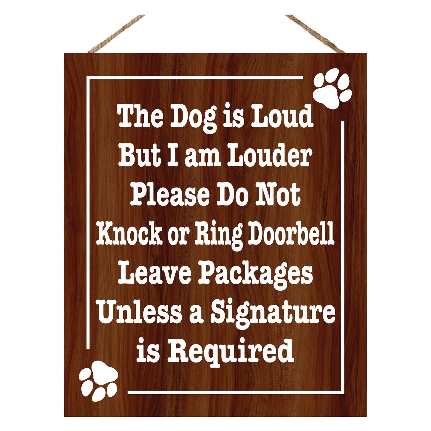 JennyGems No Soliciting Sign for House, Dog Is Loud But I Am Louder Do Not Knock or Ring Doorbell, Funny No Soliciting Sign for Home Yard Door Business, 10x12 Inch Rustic Wood Sign