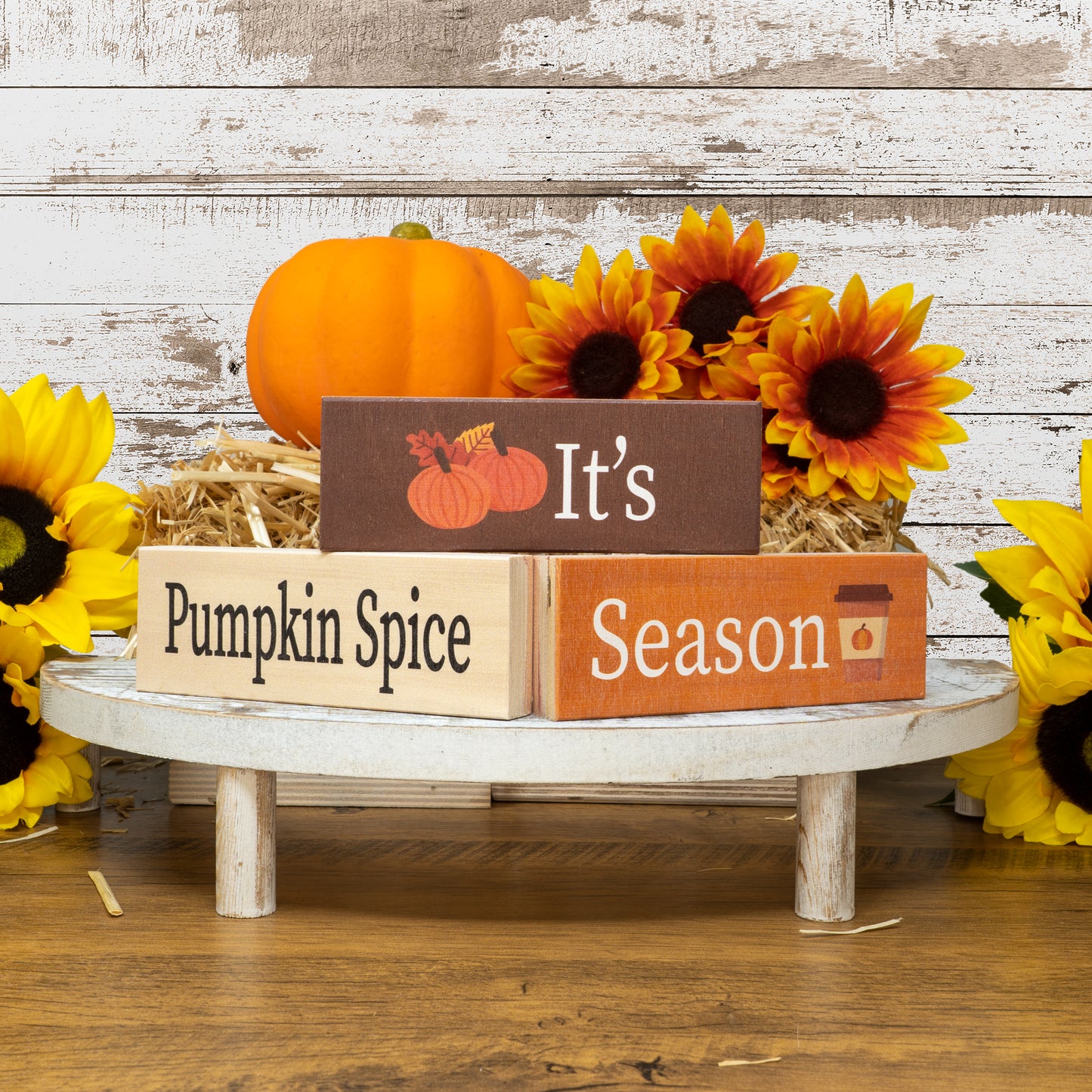 JennyGems It's Pumpkin Spice Season, Fall Decor, Harvest, Fall Room Decor, Autumn Decor, Fall Decorations for Home, Fall Home, Tabletop, Tiered Tray, Made in USA