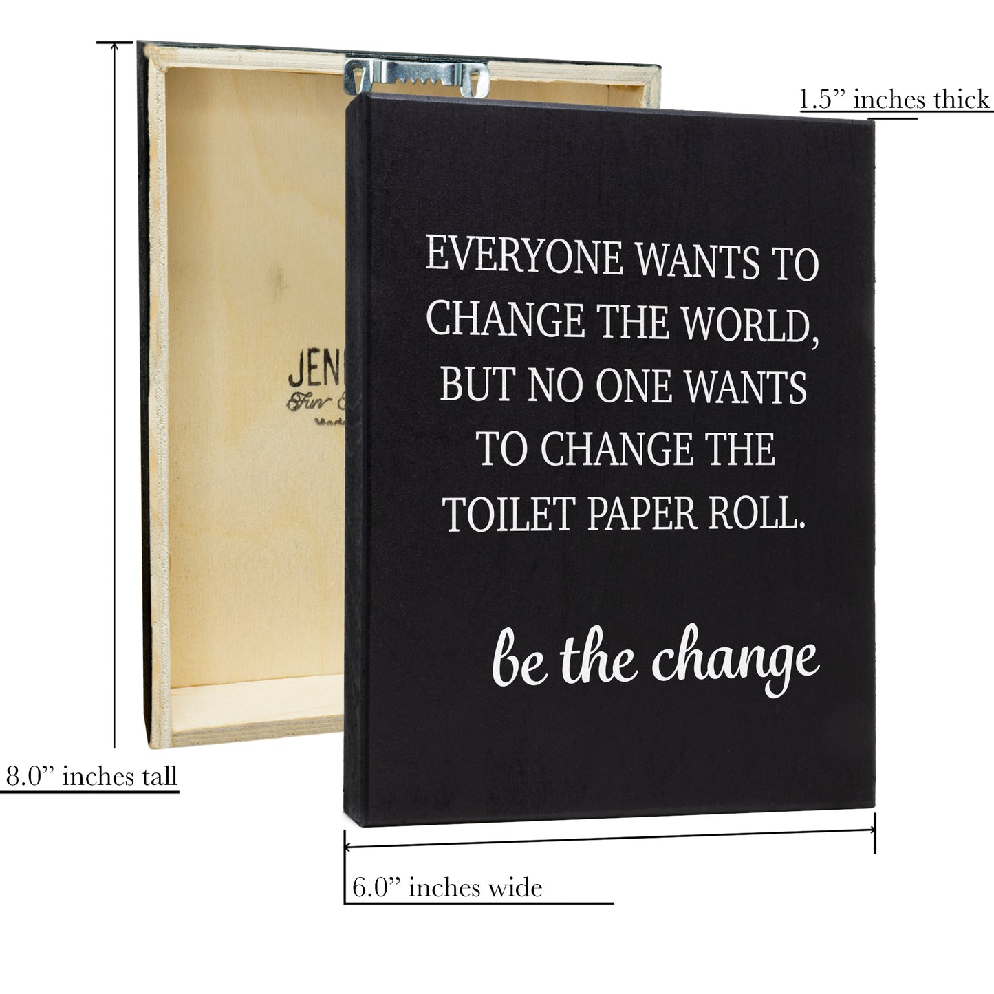 JennyGems Funny Farmhouse Bathroom Signs, Everyone Wants To Change the World But No One Wants To Change the Toilet Paper, Funny Bathroom Decor Bathroom Signs Guest Bathroom, 6x8 Inch Wood Sign