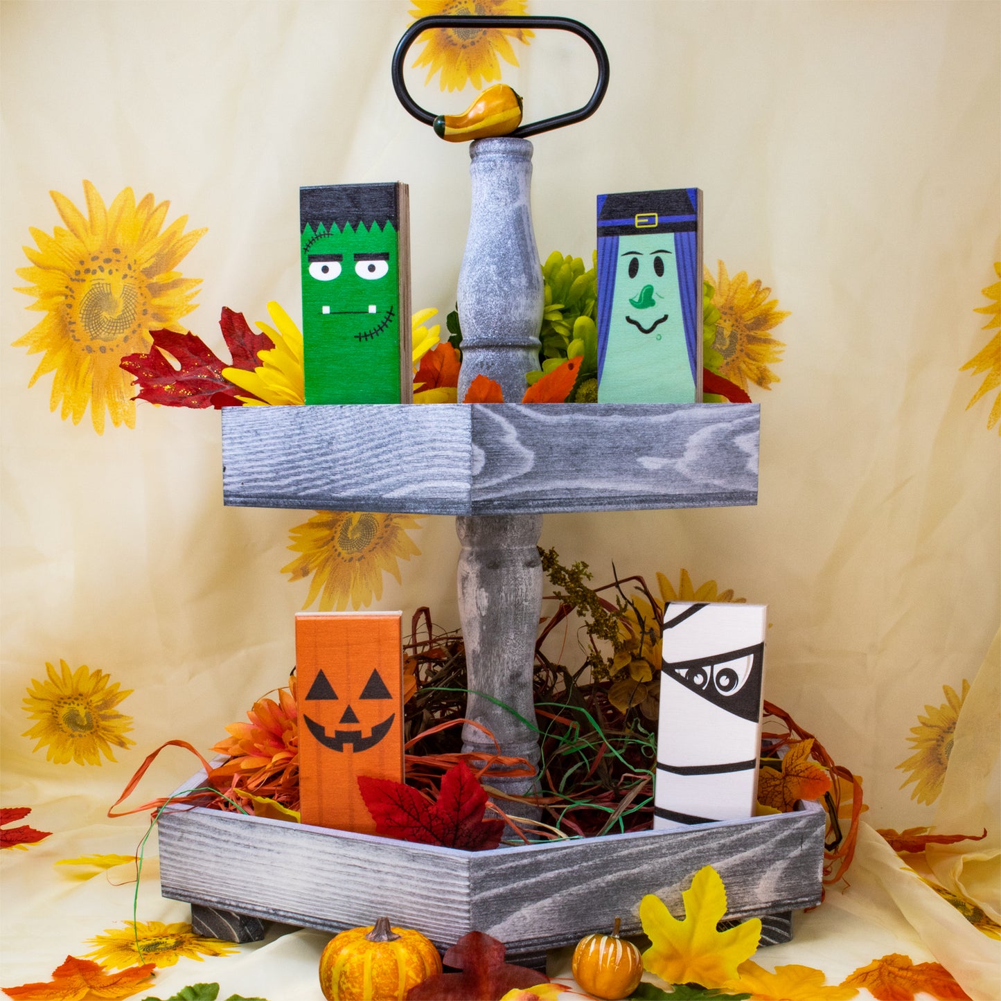 JennyGems Halloween Decor Halloween Mini Monster Block Signs, Halloween Tiered Tray Decor Halloween Decorations, Halloween Mantel Decor Halloween Party Decorations, Fall Decor Shelf Sitters