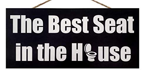 JennyGems Best Seat in The House | Funny Bathroom Signs | Farmhouse Bathroom Decor | Genuine Wood Sign | Made in USA