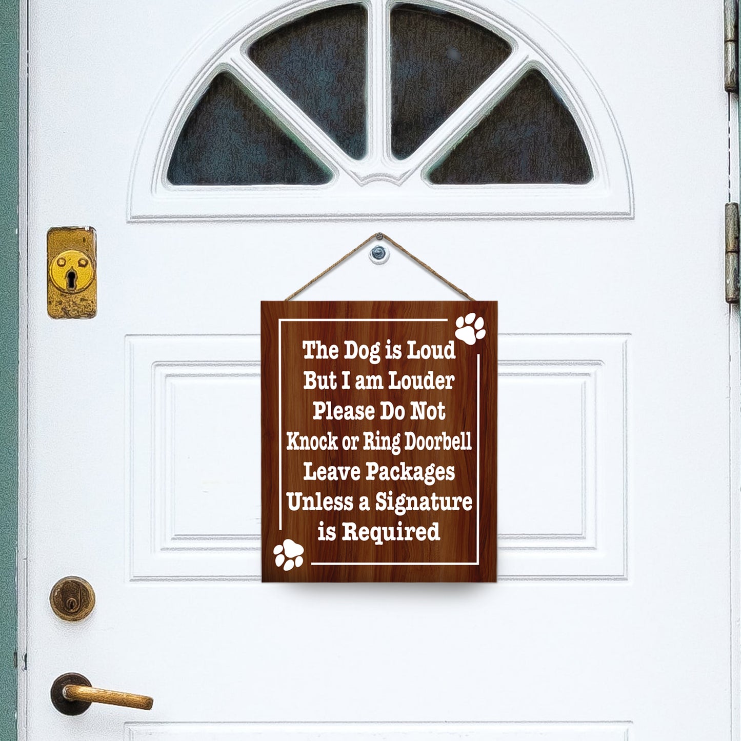 JennyGems No Soliciting Sign for House, Dog Is Loud But I Am Louder Do Not Knock or Ring Doorbell, Funny No Soliciting Sign for Home Yard Door Business, 10x12 Inch Rustic Wood Sign