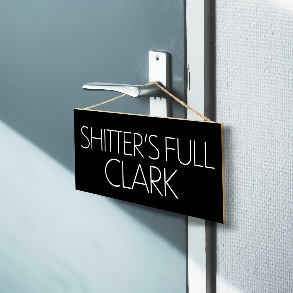 JennyGems Funny Bathroom Decor Shitters Full Clark Wood Sign, Guest Bathroom Wall Art Man Cave, Christmas Vacation Signs, Made in USA