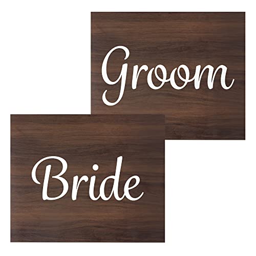 Bride Groom Wedding Chair Signs (Brown)