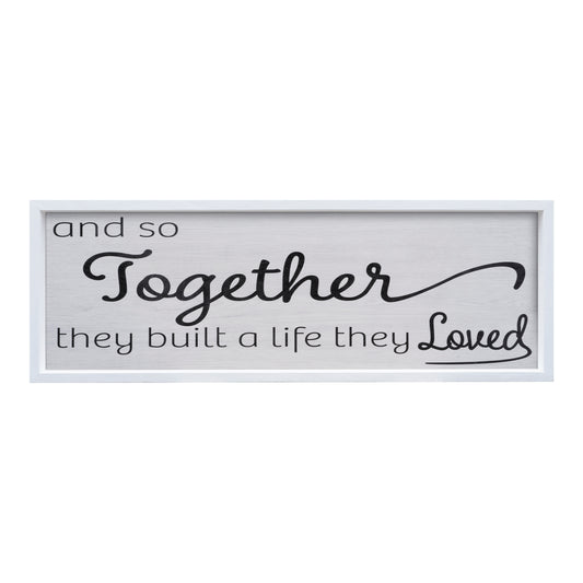 JennyGems and So Together They Built A Life They Loved | Large 3 ft x 1 ft Framed Wood Sign | Romantic Home Accent | Dining Room Wall Hanging Handmade in USA