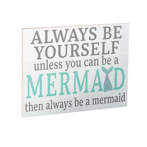 JennyGems Always Be a Mermaid Wooden Beach Sign and Wall Hanging, Mermaid Gifts and Decor, Made in USA