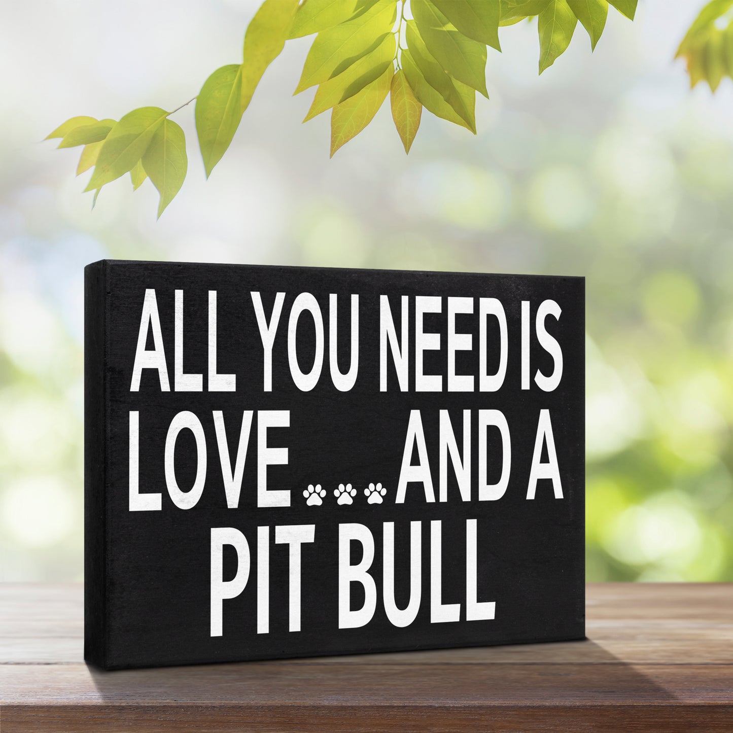 JennyGems All You Need Is Love And A Pit Bull Sign, 8x6 Inches, Pitbull Mom, Pit Bull Gifts, Pitbull Decor and Wall Hanging, American Made