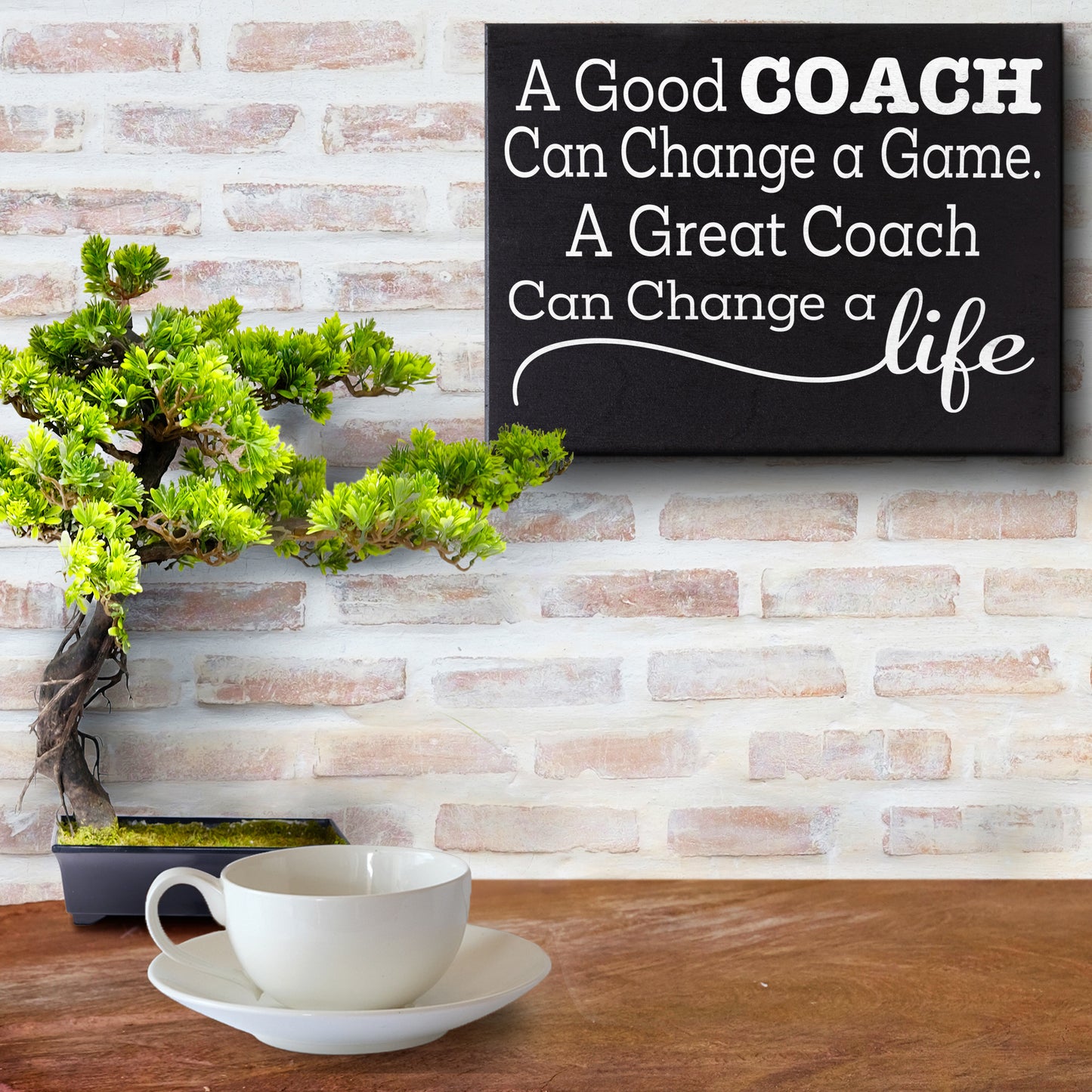 JennyGems A Good Coach Can Change a Game, A Great Coach Can Change a Life Wooden Sign - Meaningful Gift for Coach, Made in the USA