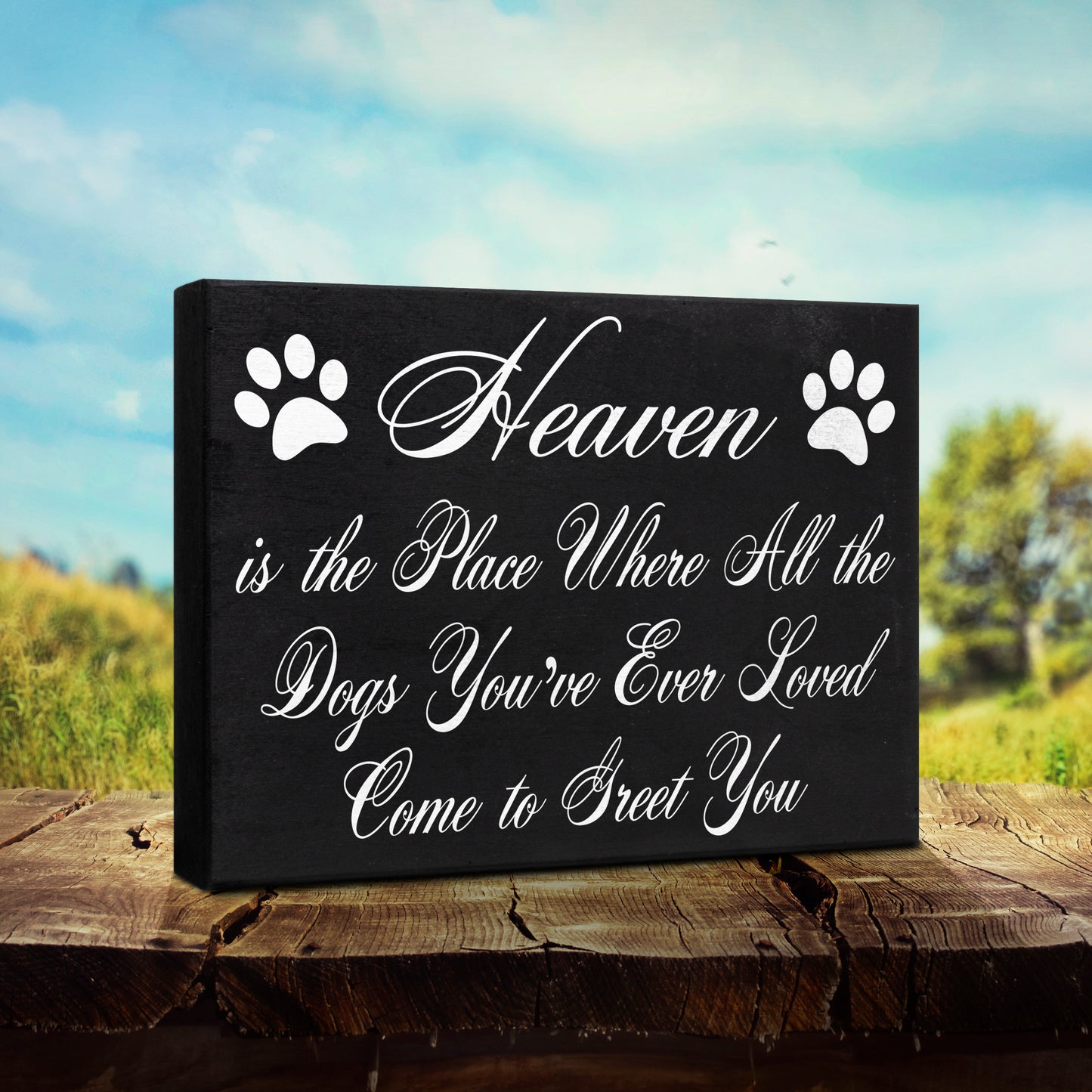 JennyGems Heaven is The Place Where All The Dogs You've Ever Loved Come to Greet You | Wood Box Sign | Memorial Plaque | Home Accent | Dog Decor | American Made