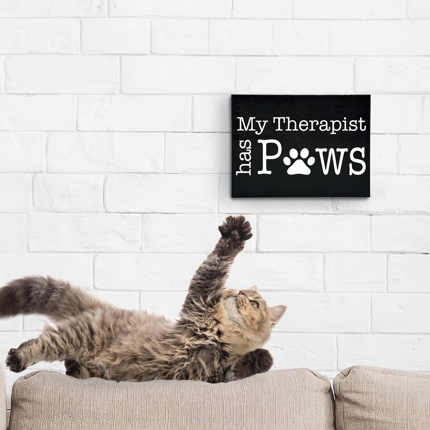 My Therapist Has Paws Wooden Sign