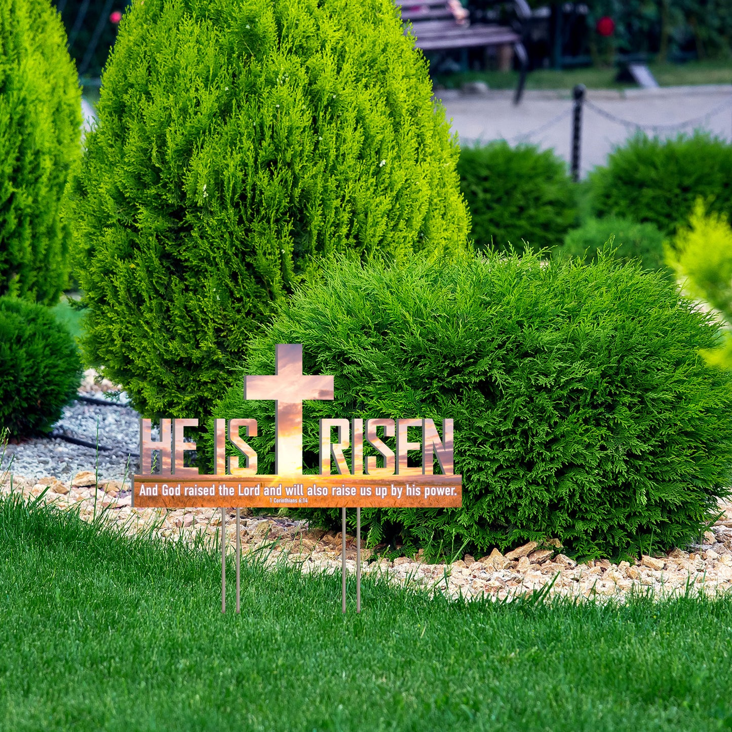 He Is Risen Outdoor Yard Sign, Sunset