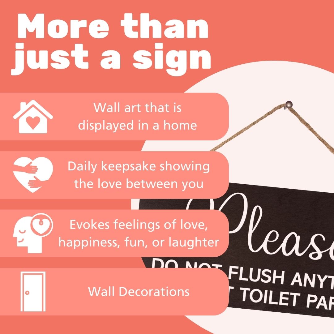 JennyGems Sensitive Plumbing Bathroom Sign, Do Not Flush Anything Except Toilet Paper Wood Sign, Septic System Bathroom Sign, Bathroom Decor Sign, Bathroom Sign for Vacation Rental Homes, Business, Offices