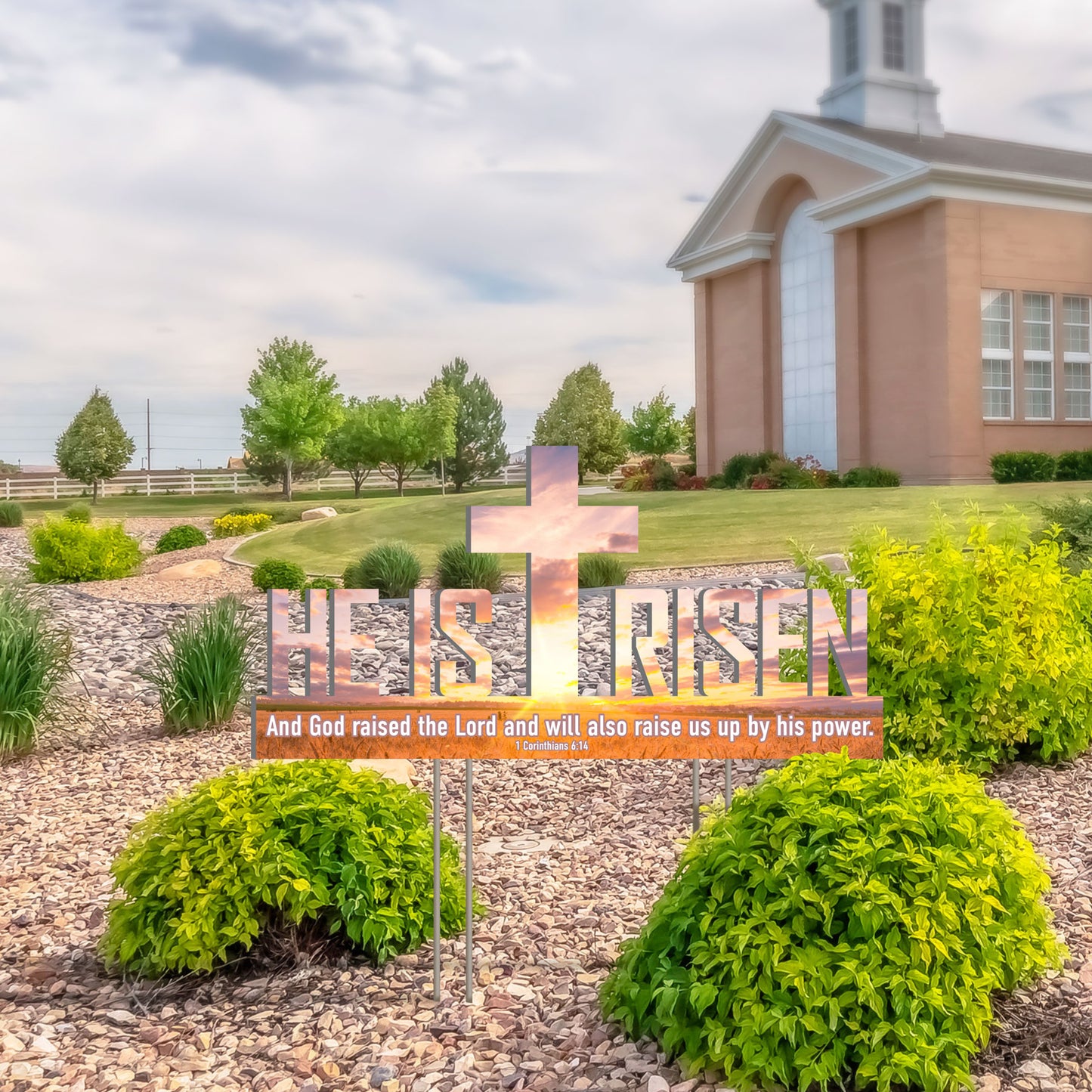 He Is Risen Outdoor Yard Sign, Sunset