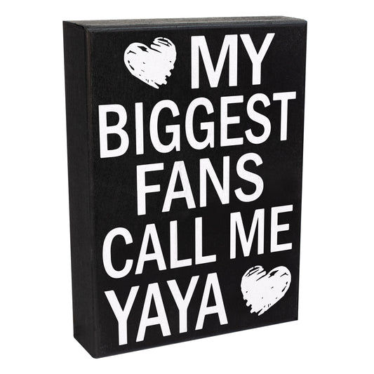 JennyGems Gifts for Yaya, Yaya Gifts from Grandkids, My Biggest Fans Call Me Yaya Wood Box Sign, Best Yaya Wall Decor, Yaya Gifts for Christmas, Yaya Birthday Gifts, Yaya Home Decor Plaque