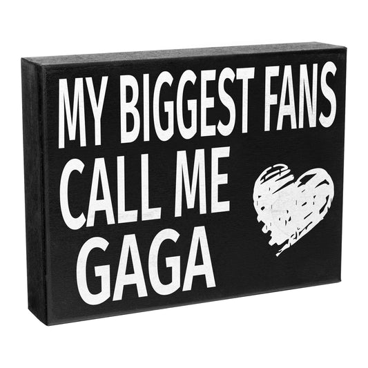 JennyGems Gifts for Gaga, Gaga Gifts from Granddaughter Grandson, My Biggest Fans Call Me Gaga Wooden Box Sign, Gaga Gifts for Christmas, Gaga Birthday Gifts from Grandkids