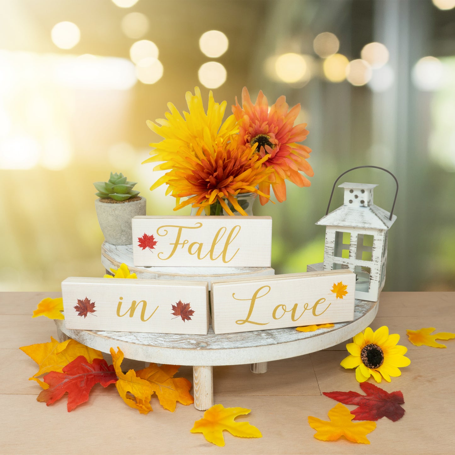 JennyGems Fall in Love Wood Blocks Signs, Fall Decor, Fall Tiered Tray Decor, Fall Mantel Decorations, Tabletop Fall Decorations, Mini Fall Decor, Fall Bridal Shower, Fall Wedding, USA Made