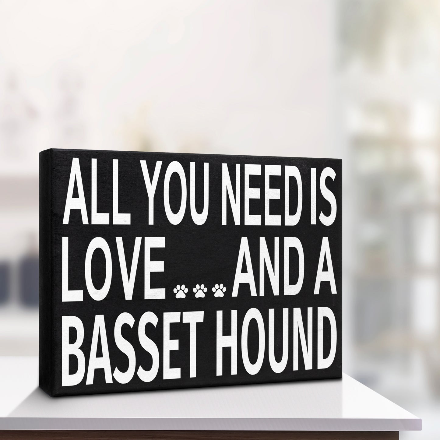 All You Need is Love and a Basset Hound – Wooden Box Sign for Basset Hound Lovers, Perfect Gift for Dog Moms