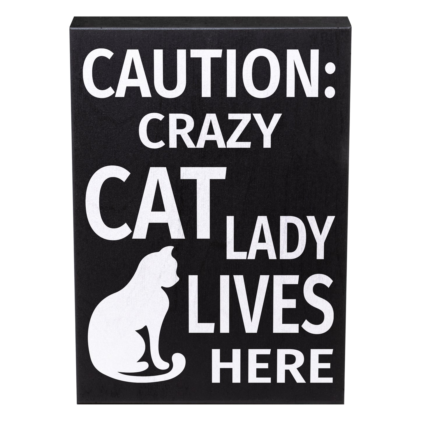 JennyGems Caution Crazy Cat Lady Lives Here Sign, 6x8 Inch Hanging Wall Art, American Made, Cat Lady Decor, Funny Cat Signs