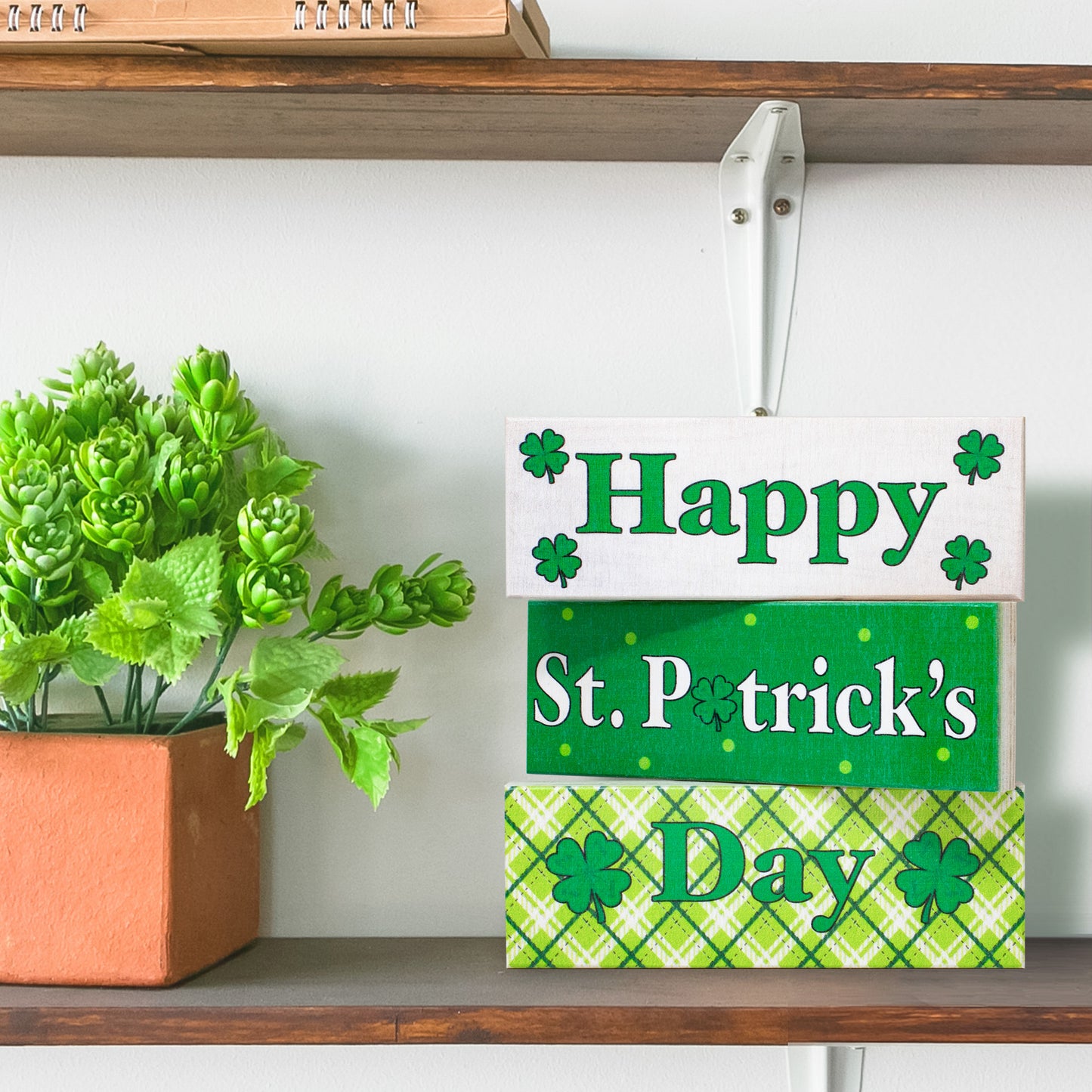 JennyGems St Patricks Day Decorations, Happy St. Patrick's Day, St Patricks Day Tiered Tray Decor, Irish Decor, 3 Piece Wooden Block Set, Irish Gifts