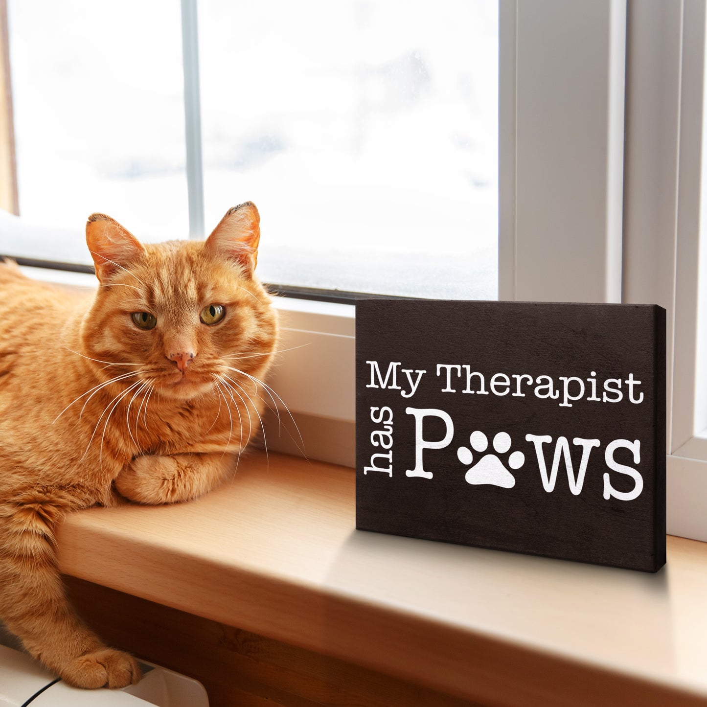 My Therapist Has Paws Wooden Sign