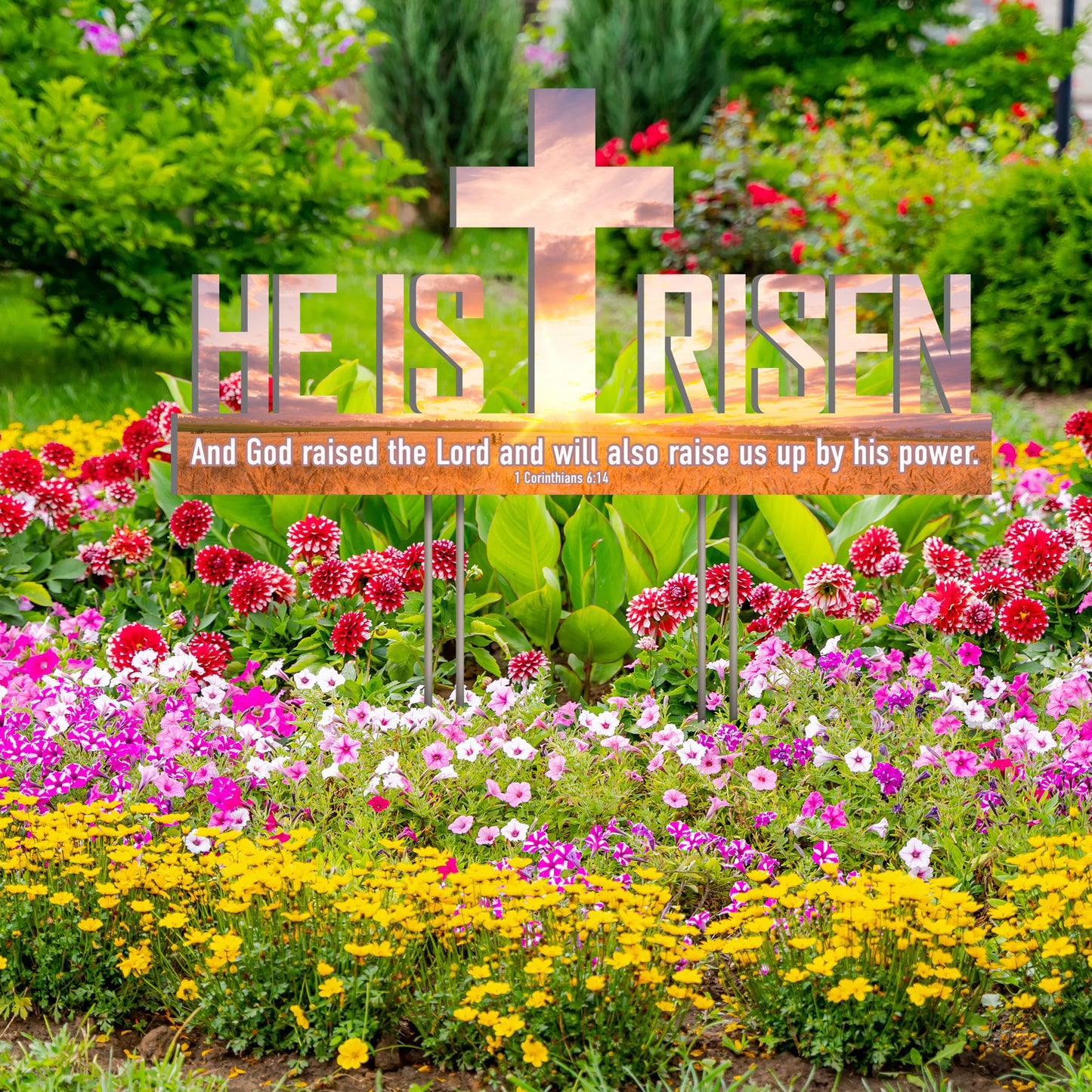 He Is Risen Outdoor Yard Sign, Sunset