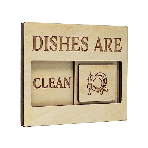 JennyGems Dishwasher Magnet Clean Dirty Sign, Wooden Slider Indicator, Easy to Read Laser Cut Words, Made in USA