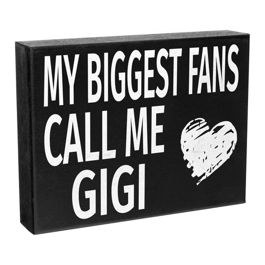 JennyGems Gifts for Gigi, Gigi Gifts from Granddaughter Grandson, My Biggest Fans Call Me Gigi Wood Box Sign, Best Gigi Wall Decor, Gigi Gifts for Christmas, Gigi Birthday Gifts from Grandkids