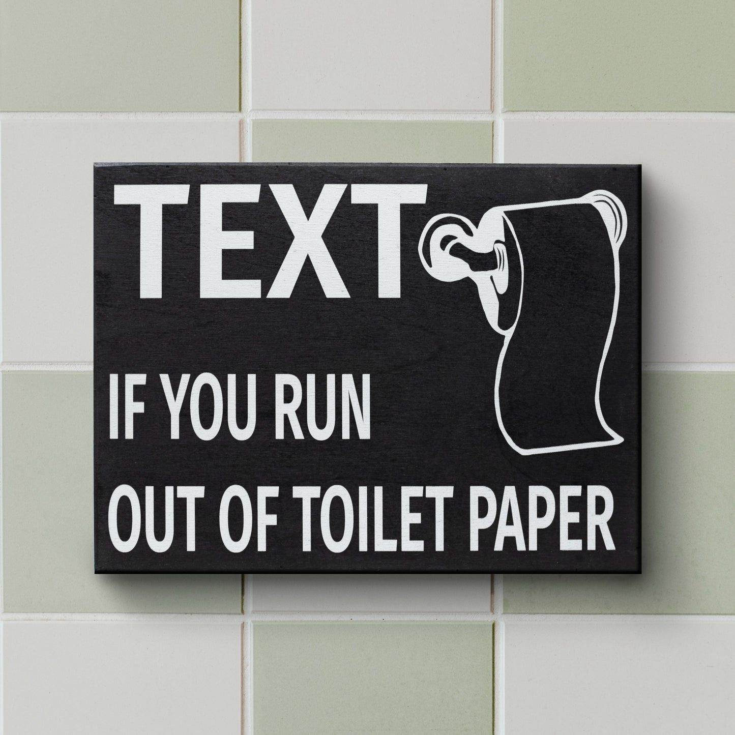 JennyGems Funny Farmhouse Bathroom Signs, Text If You Run Out Of Toilet Paper, 8x6 Inch Wood Sign, Cute Guest Bathroom Wall Art, Funny Bathroom Decor, Bathroom Wall Decor