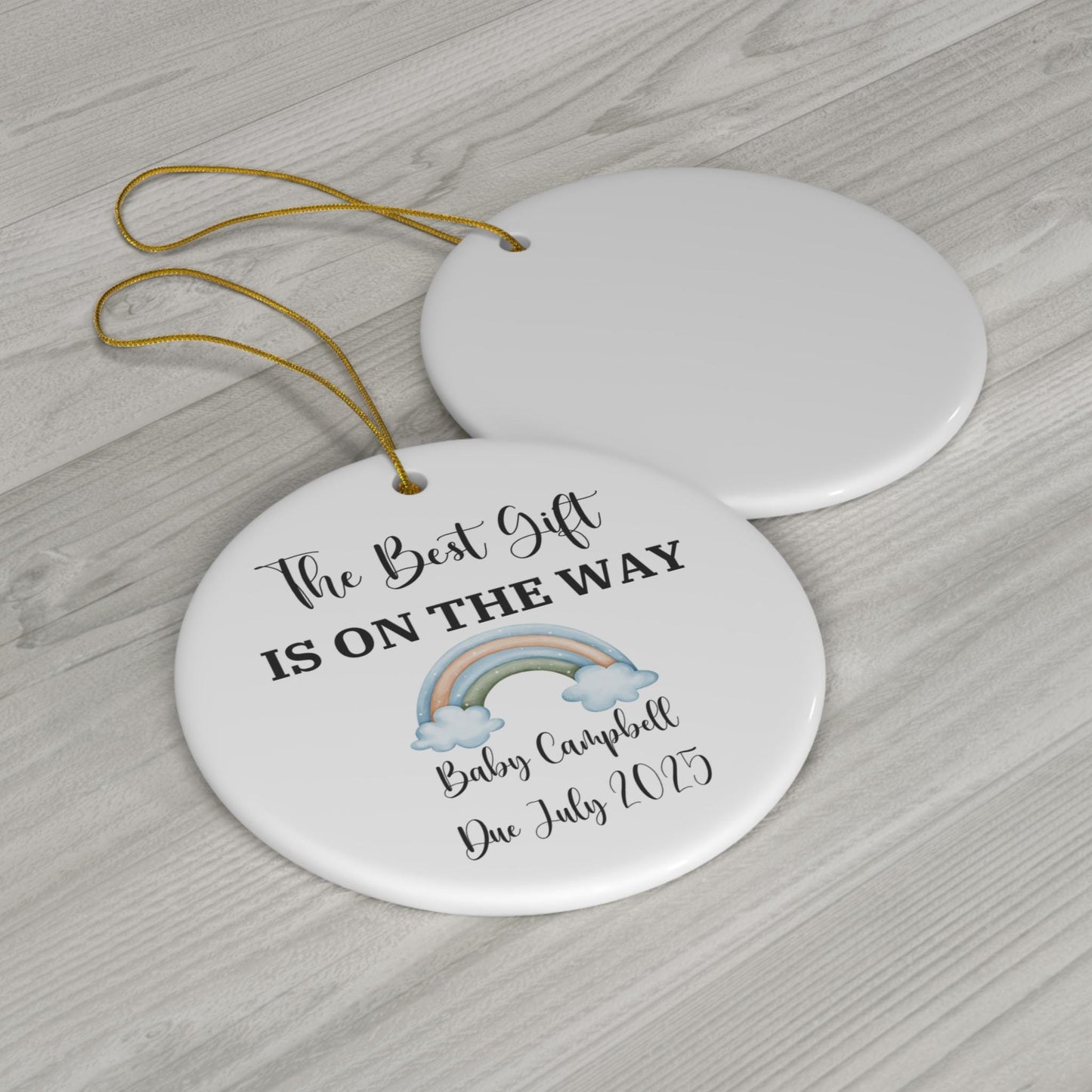 Personalized Pregnancy Announcement with Name and Date, Best Gift is On the Way Ornament, Baby Announcement Expecting Parents Gender Reveal