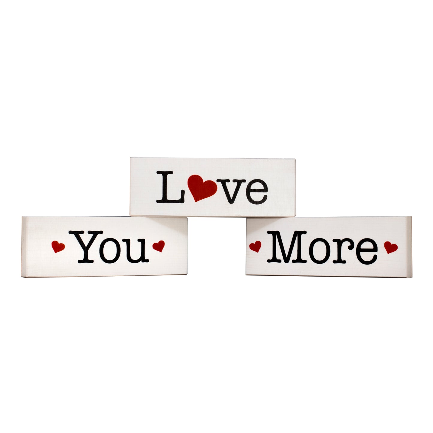 JennyGems Valentines Day Decor, Love You More 3 Piece Wooden Block Sign Set, Wedding Anniversary Engagement Decorations, Tiered Tray Decor, Made in USA