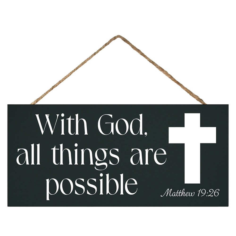 JennyGems With God All Things Are Possible Inspirational Bible Verse Decor, Faith-Based Christian Home Decoration, Scripture Wall Art