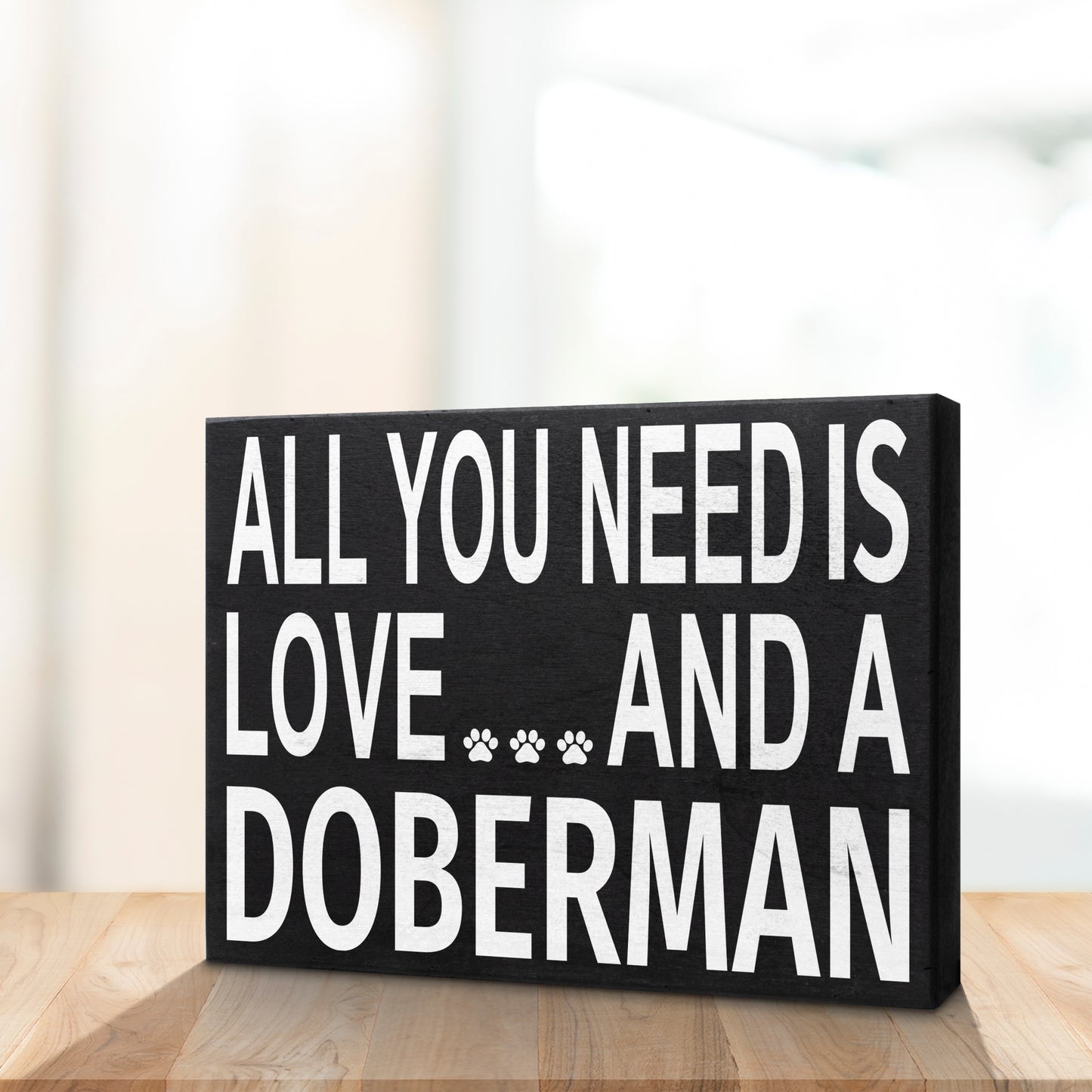 JennyGems All You Need Is Love and a Doberman Sign, 8x6 Inch Wood Hanging Wall Art, Doberman Gift Ideas, Doberman Decor, Doberman Mom, Doberman Dad, American Made