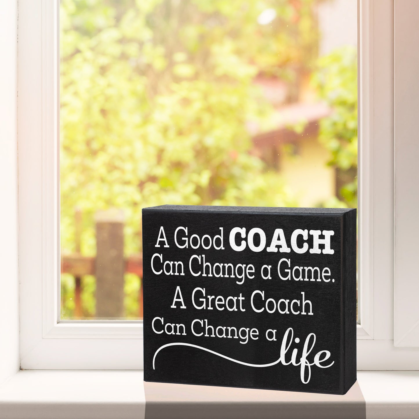 JennyGems A Good Coach Can Change a Game, A Great Coach Can Change a Life Wooden Sign - Meaningful Gift for Coach, Made in the USA