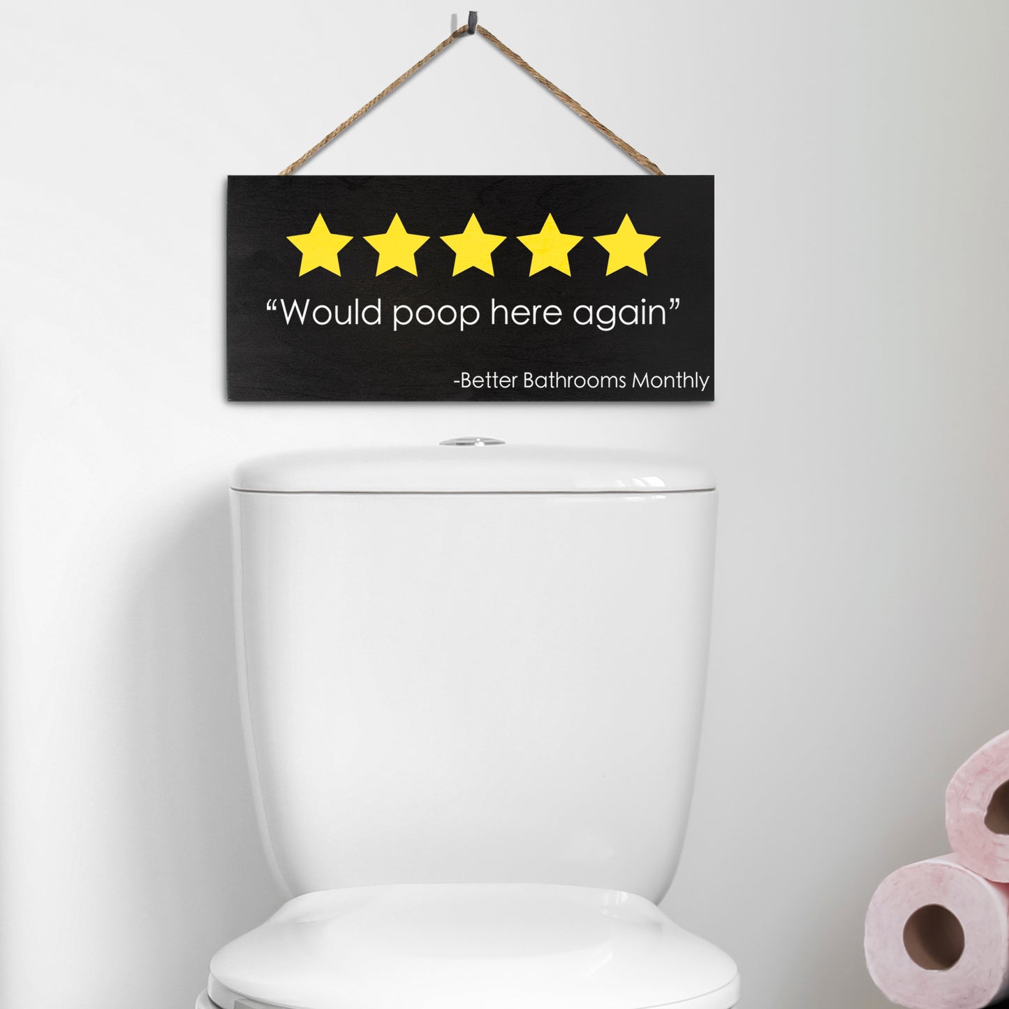 JennyGems Would Poop Here Again, Funny Bathroom Signs, Restroom Decor, Powder Room Decor, Funny Bathroom Decor, Pooping Sign, 13x6 Inch wall hanging wood sign, American Made