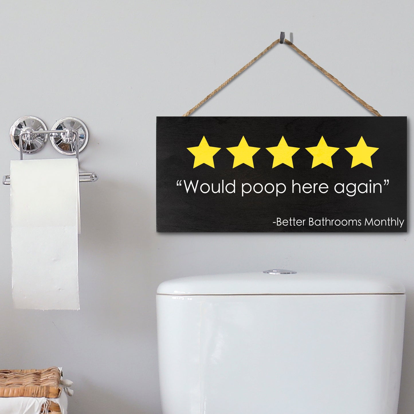 JennyGems Would Poop Here Again, Funny Bathroom Signs, Restroom Decor, Powder Room Decor, Funny Bathroom Decor, Pooping Sign, 13x6 Inch wall hanging wood sign, American Made