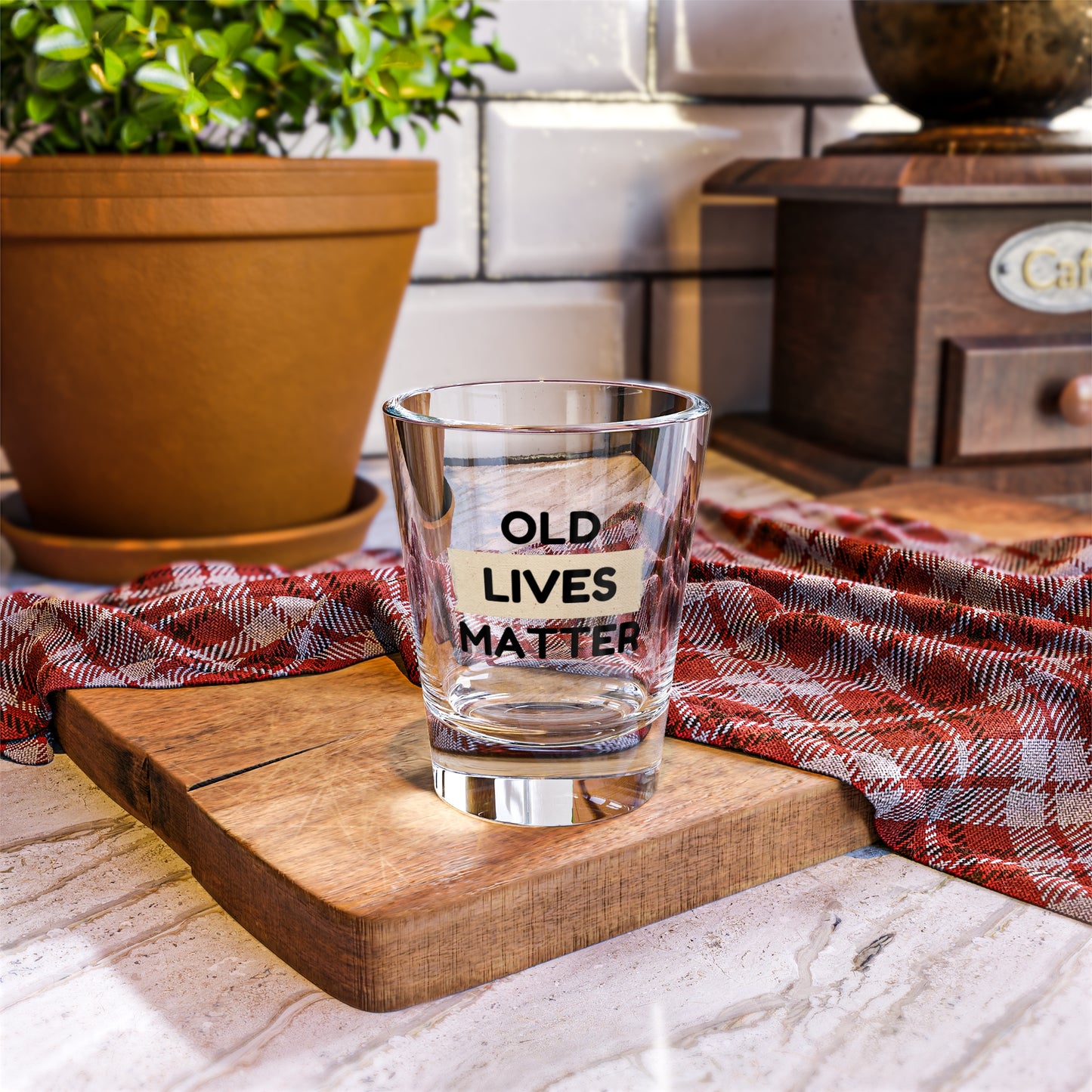 Funny Shot Glass Old Lives Matter | Gag Gift and Sarcastic Joke For Elderly Grandpa |Retirement Gift and Birthday Present