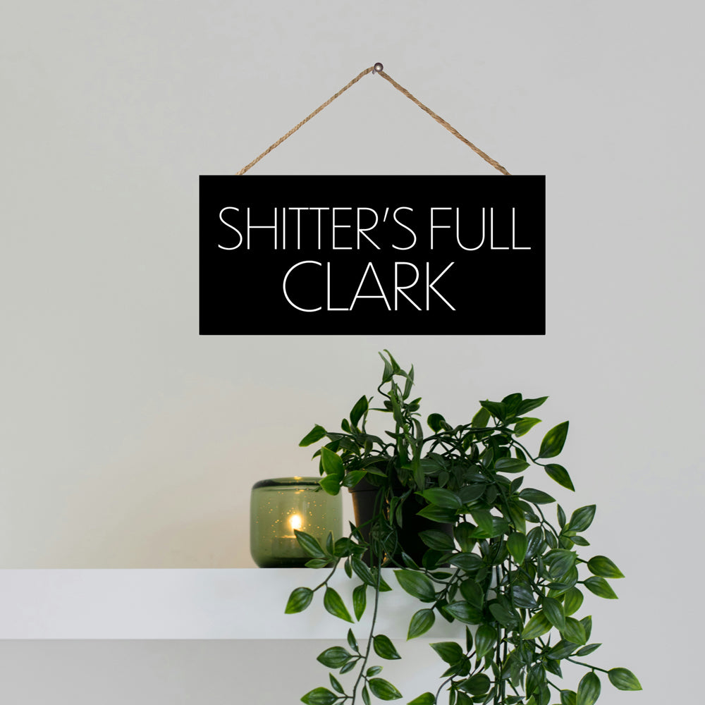 JennyGems Funny Bathroom Decor Shitters Full Clark Wood Sign, Guest Bathroom Wall Art Man Cave, Christmas Vacation Signs, Made in USA